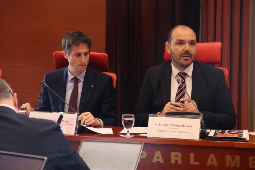 El conseller Dalmau durant la presentació del pressupost de Salut 2026