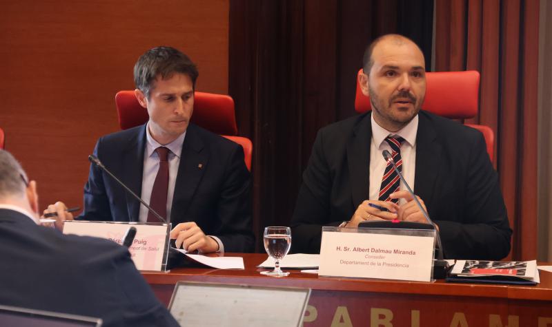 El conseller Dalmau durant la presentació del pressupost de Salut 2026