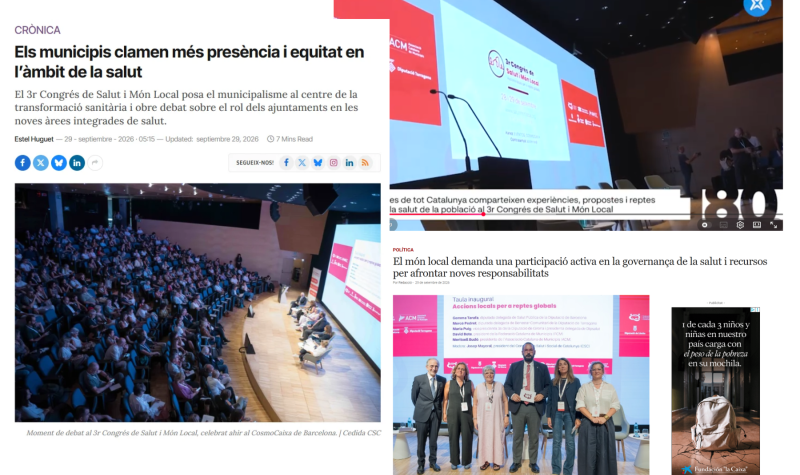 Captures de pantalla de diferents notícies sobre el congrés